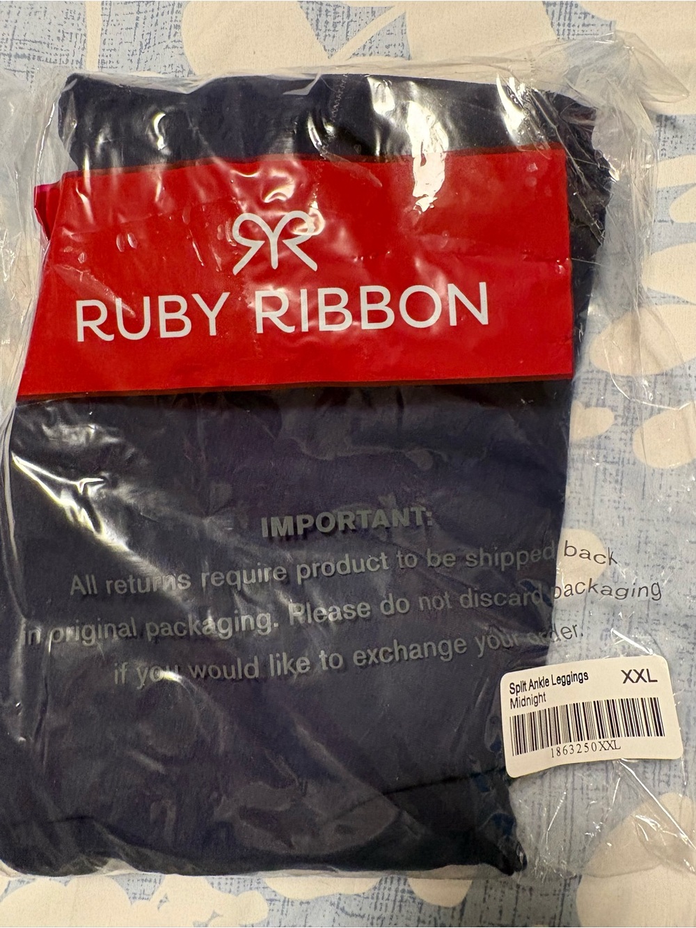 XXL NWT Ruby Ribbon Navy Split Ankle Leggings